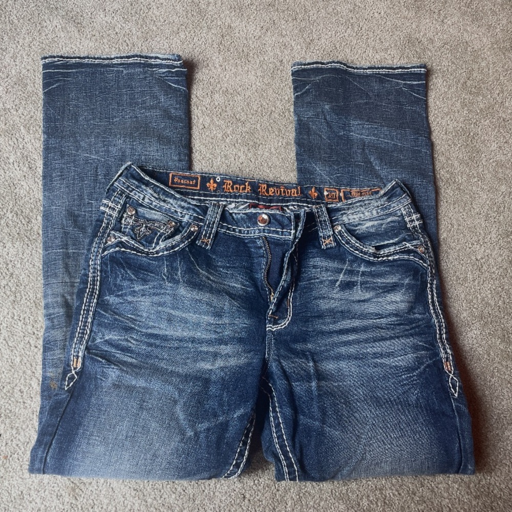 Rock Revival Peacoat Mid-Rise Bootcut Jeans